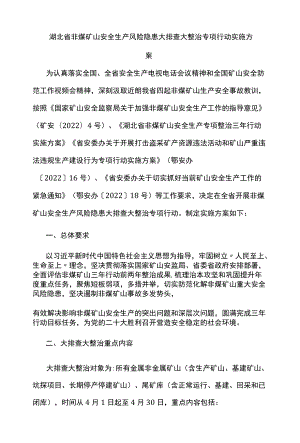 湖北省非煤矿山安全生产风险隐患大排查大整治专项行动实施方案.docx