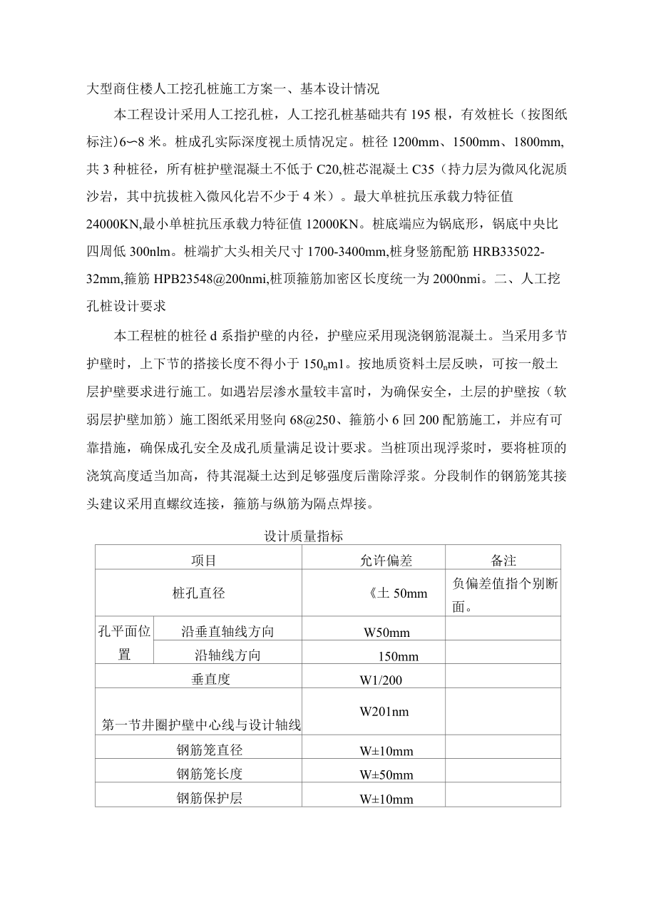 大型商住楼人工挖孔桩施工方案.docx_第1页