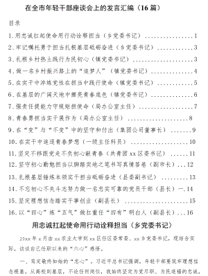 在全市轻干部座谈会上的发言16篇.docx