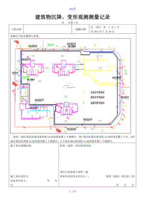 基坑沉降观测记录簿表.doc