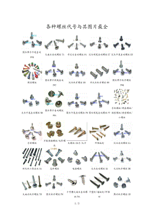 各种螺丝代号及其图片大全.doc