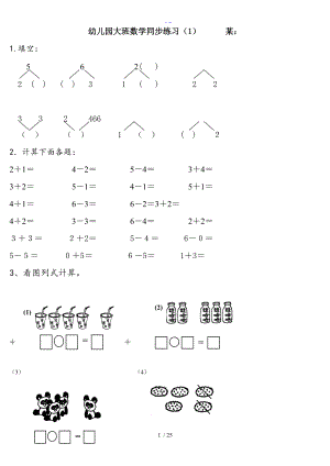 幼儿园大班数学练习题集.doc