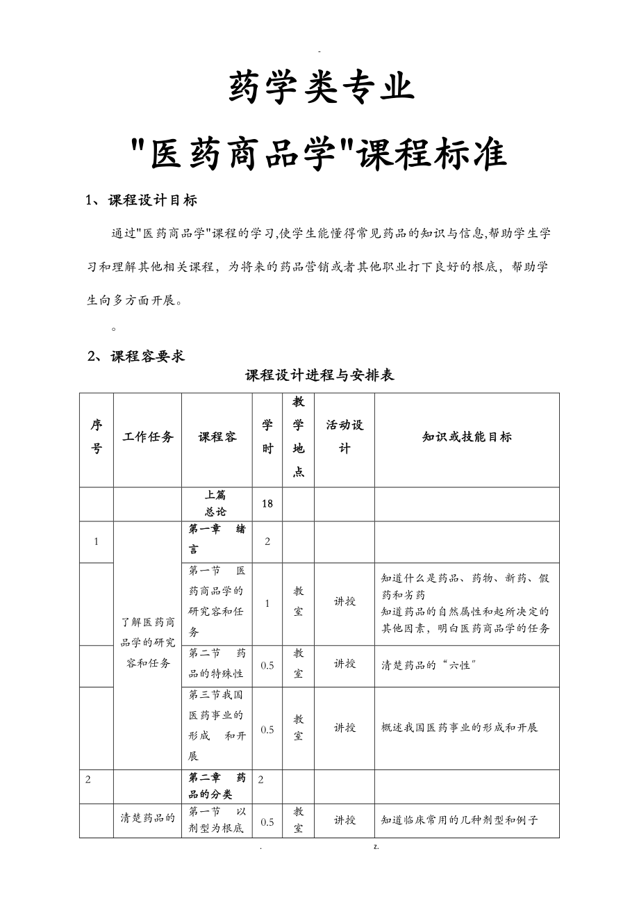 医药商品学课程标准.doc_第1页