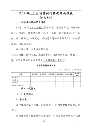 预算执行情况分析模板.doc