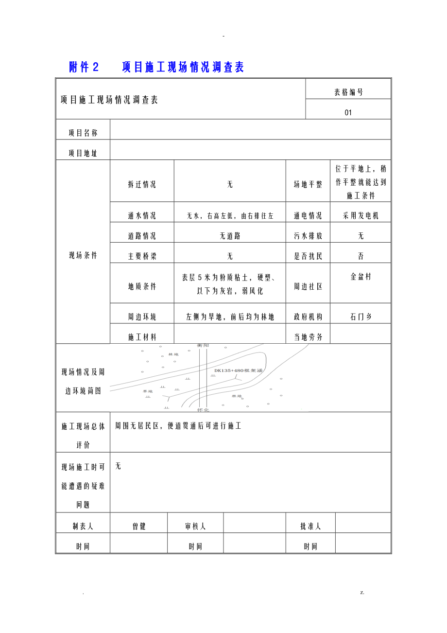 项目施工现场调查情况.doc_第1页