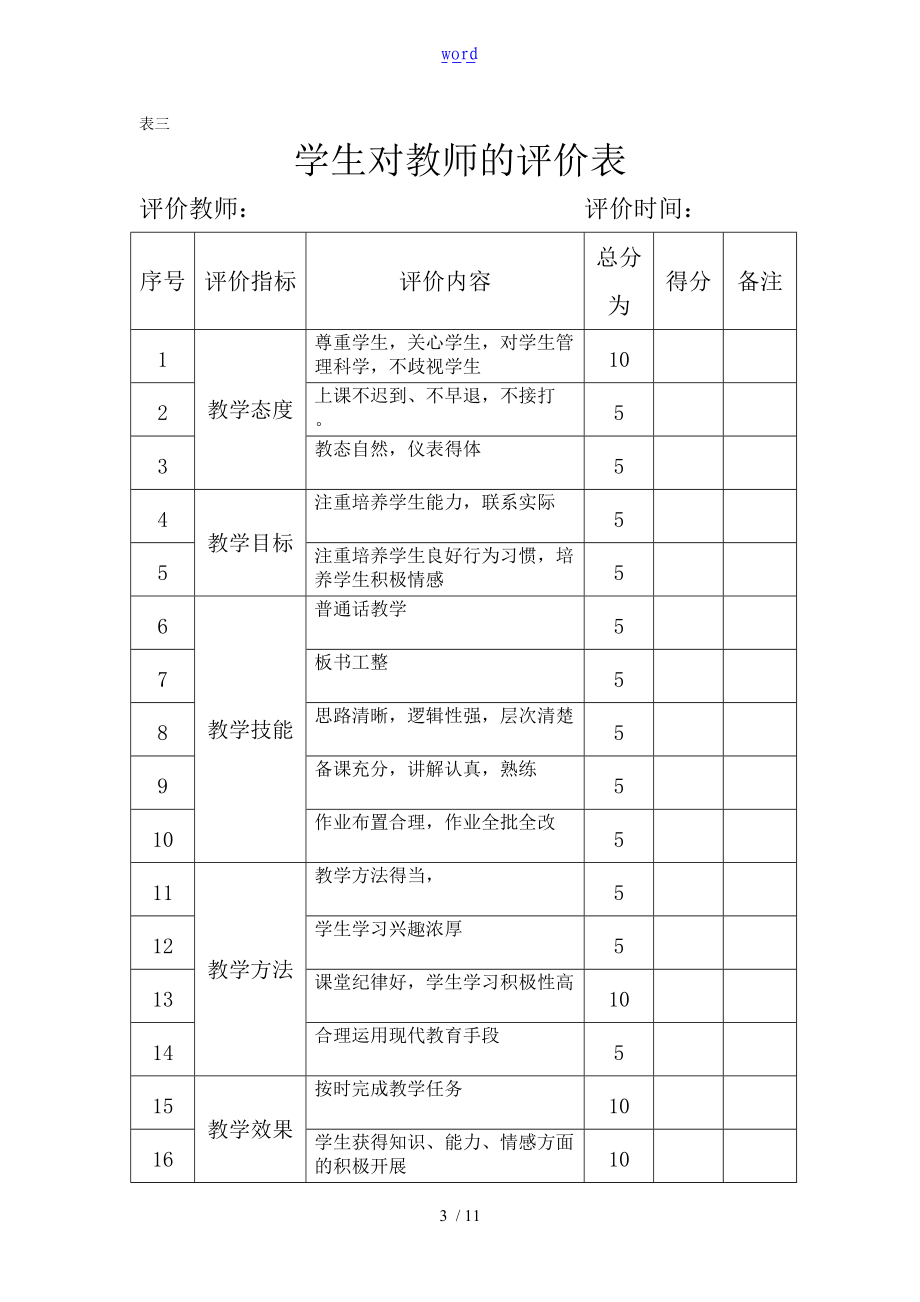 学校教师相关评价与衡量表格.doc_第3页