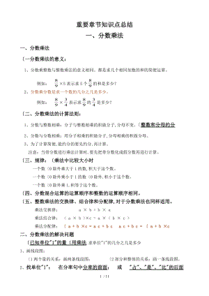 新人版六级上册数学重要章节知识点归纳总结.doc