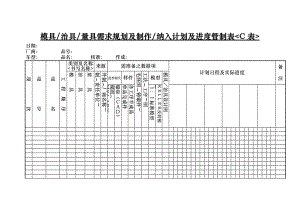 模具治具量具需求规划与制作纳入计划与进度管制表.doc