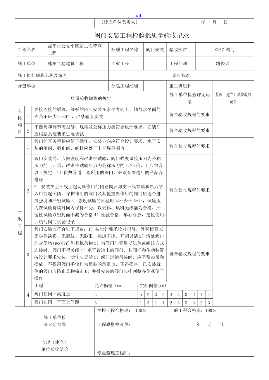 阀门安装工程检验批质量验收记录文稿.doc_第2页