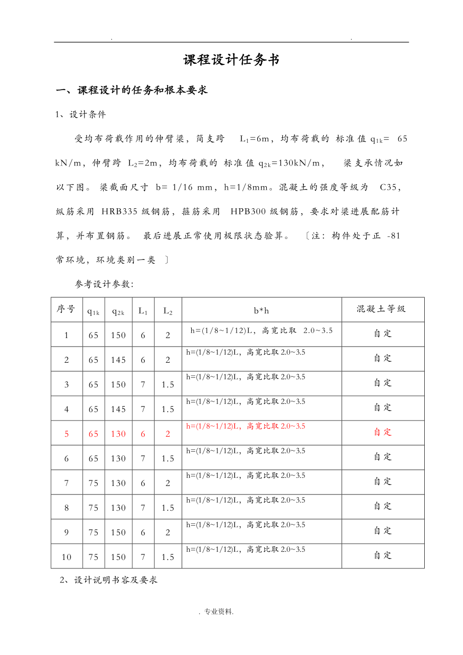 混凝土结构设计原理课程设计报告说明书.doc_第3页