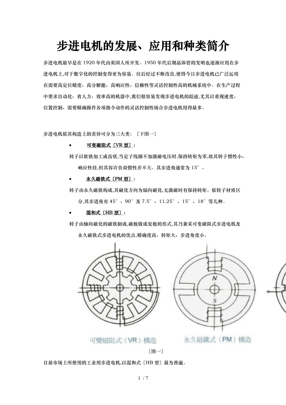 步进电机的发展应用和种类简介.doc_第1页