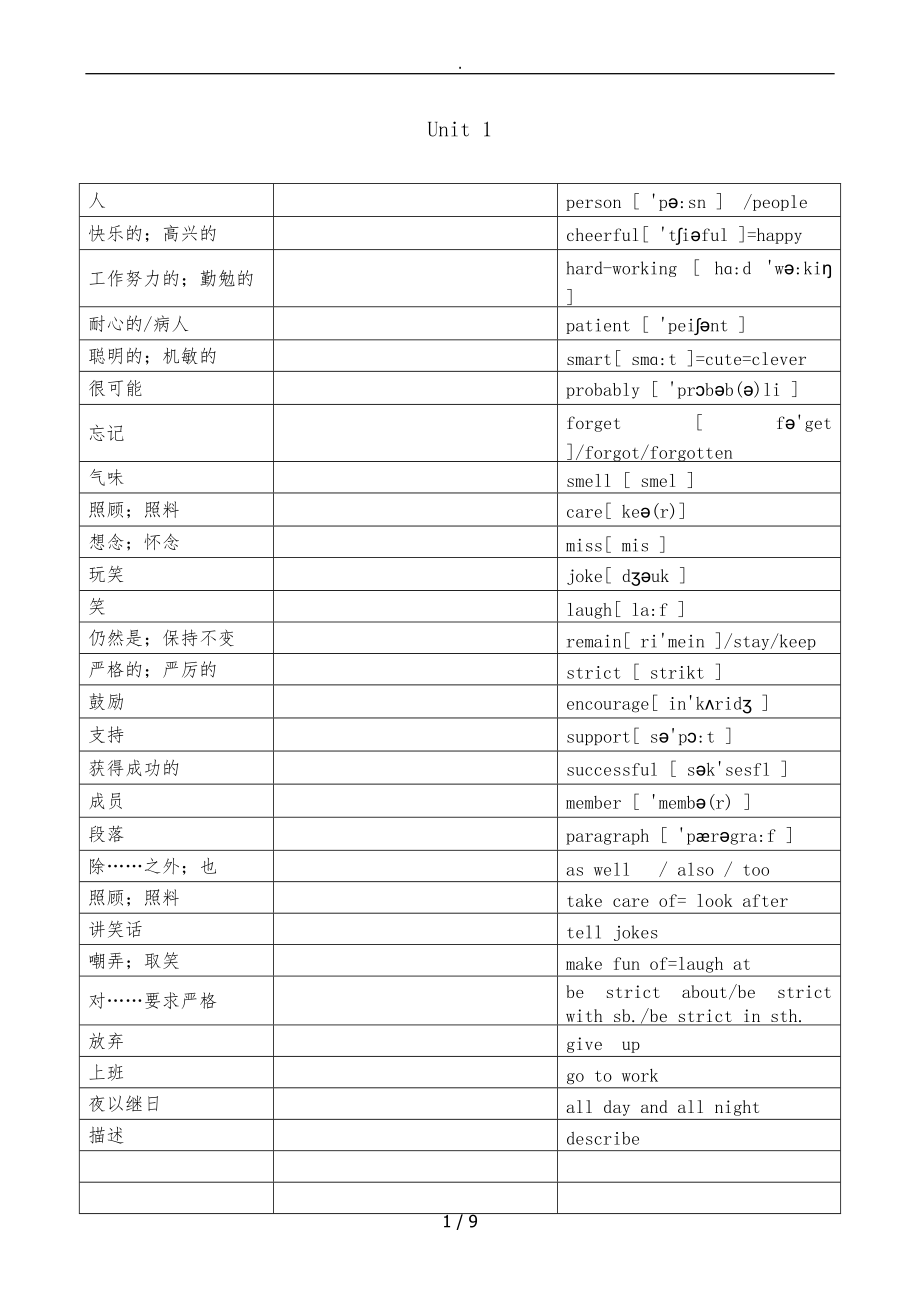 沪教版七下册英语单词表.doc_第1页