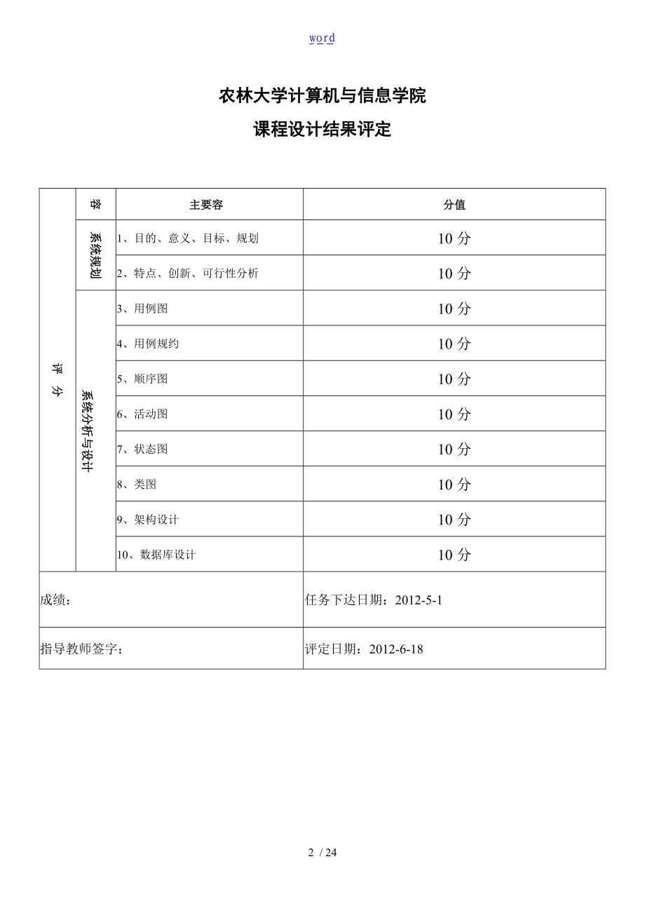 福建农林大学基于某UML地新闻管理系统分析资料报告与设计.doc_第2页