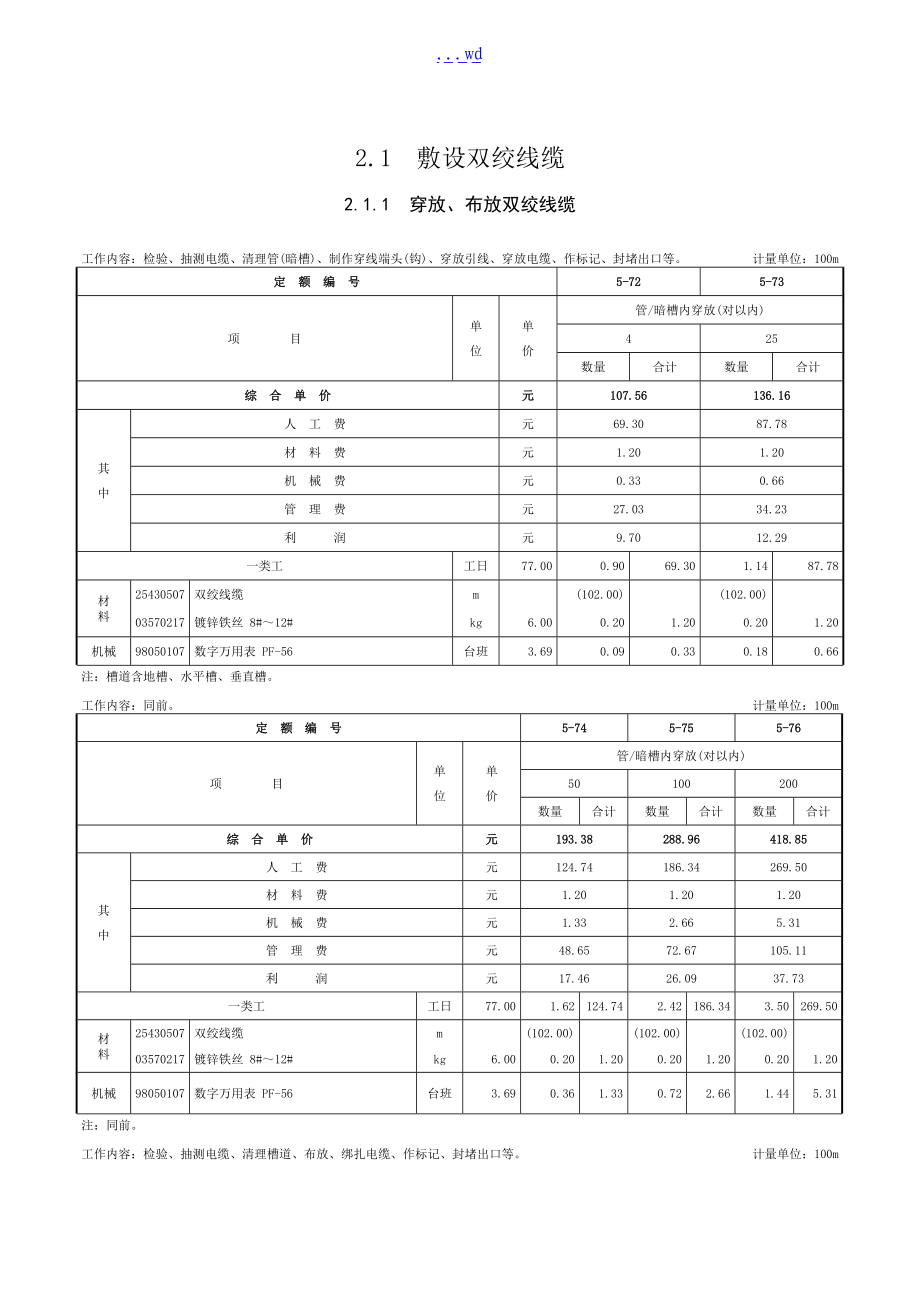 综合布线系统工程-定额.doc_第1页