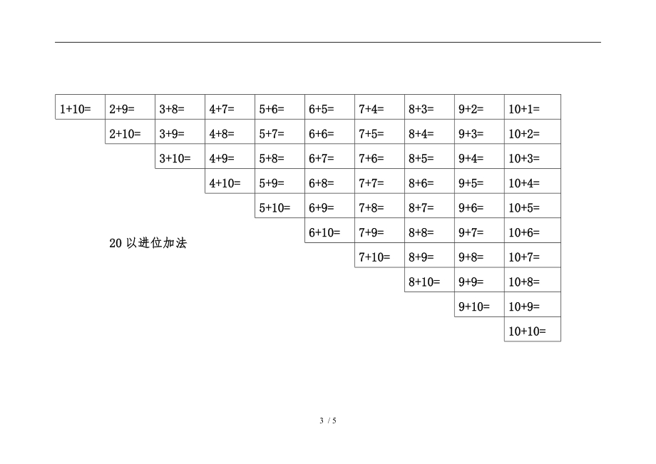 20以内数的加减法表格模板.doc_第3页