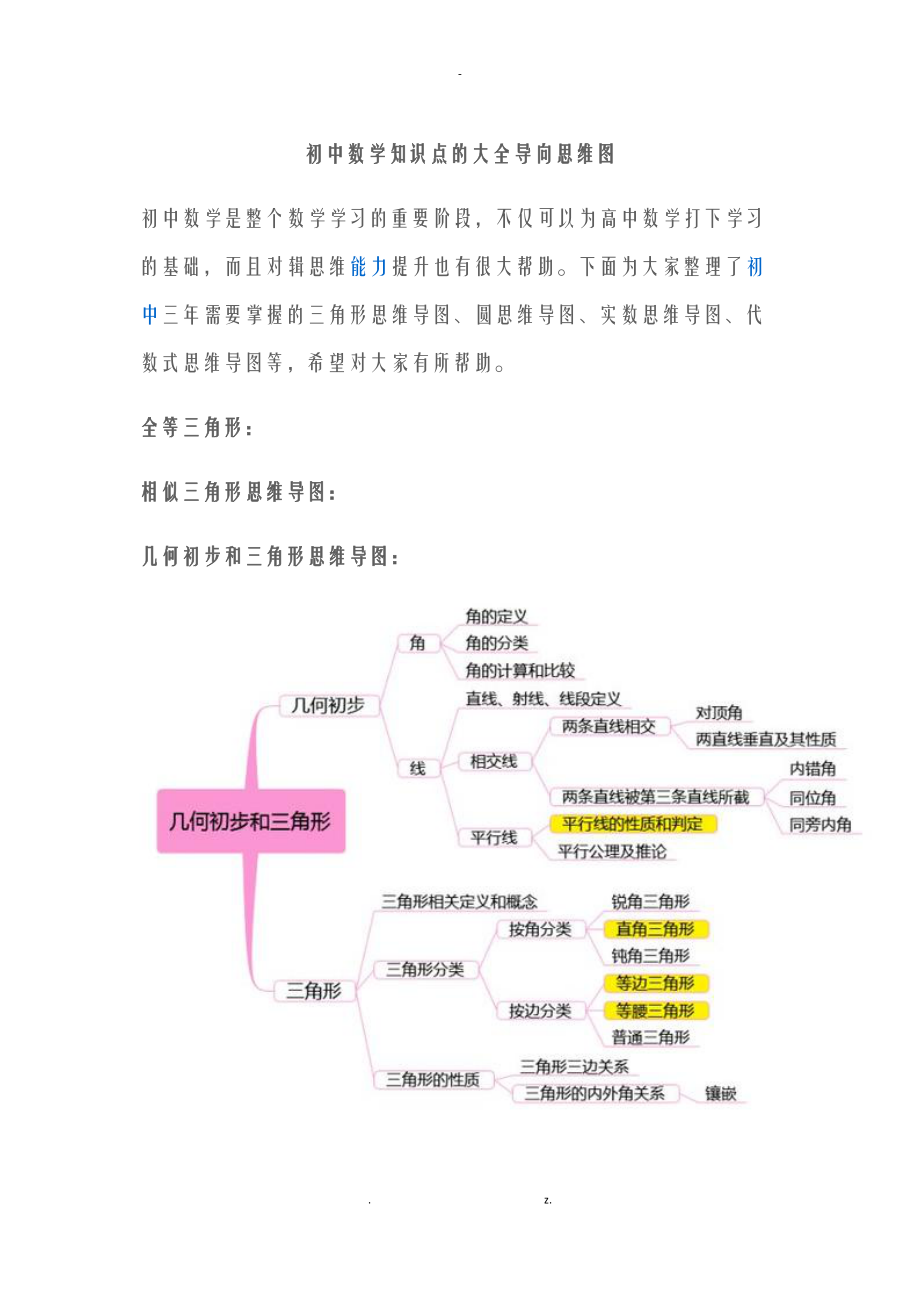 初中数学知识点的大全导向思维图.docx_第1页