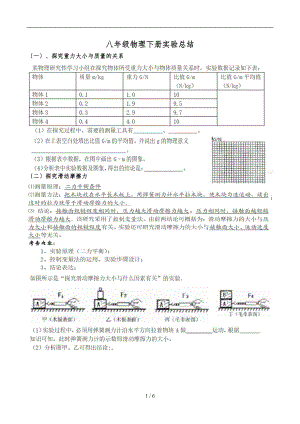 物理沪粤版八级下册实验专题总结.doc