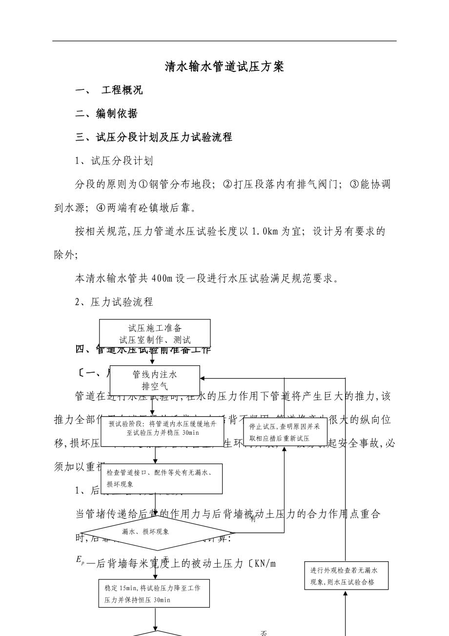 输水管道试压方案说明.doc_第1页