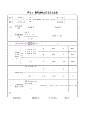 线记2110千伏线路工程杆塔基础开挖检查记录表.docx