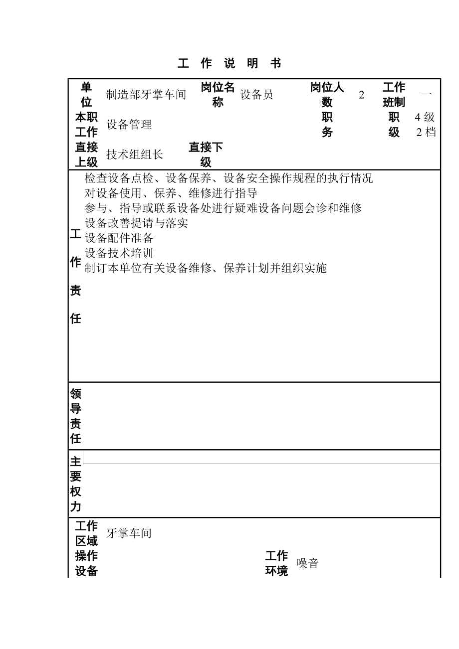 制造部牙掌车间岗位职责说明书.docx_第3页