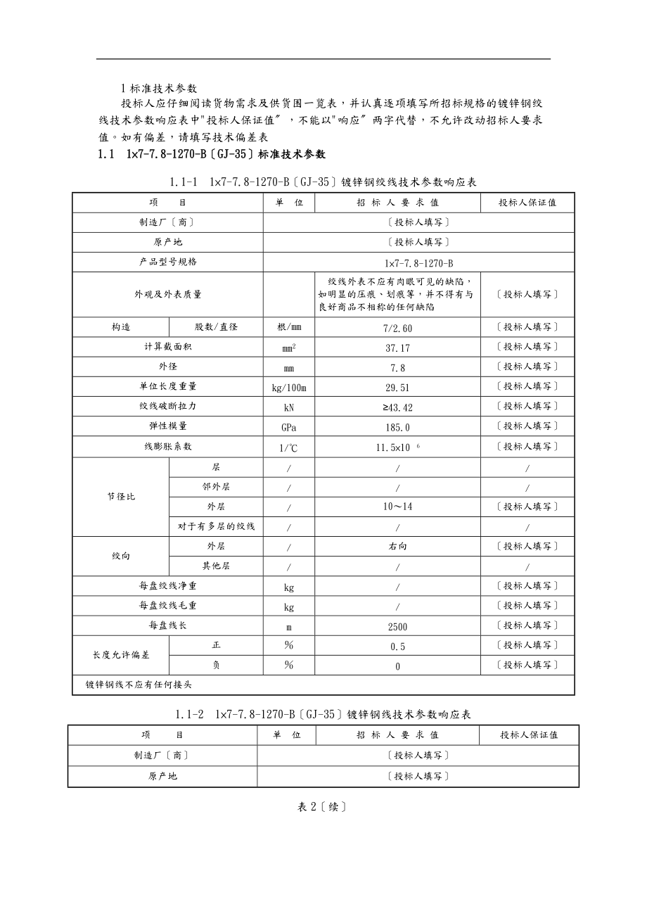 镀锌钢绞线技术参数表.doc_第2页