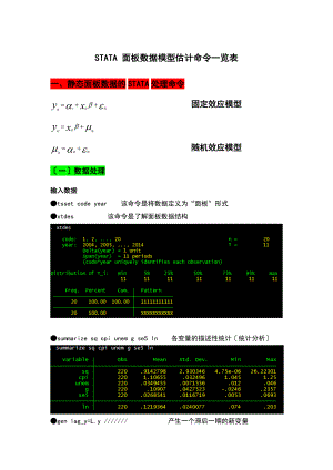 STATA面板大数据模型操作命令讲解.doc