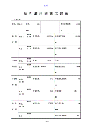 钻孔灌注桩施工记录簿-工程桩.doc