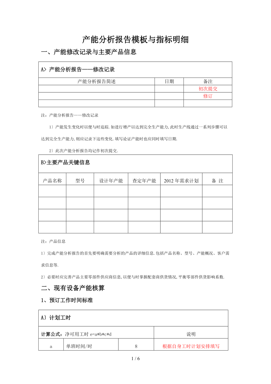 产能分析报告模板及指标明细.doc_第1页