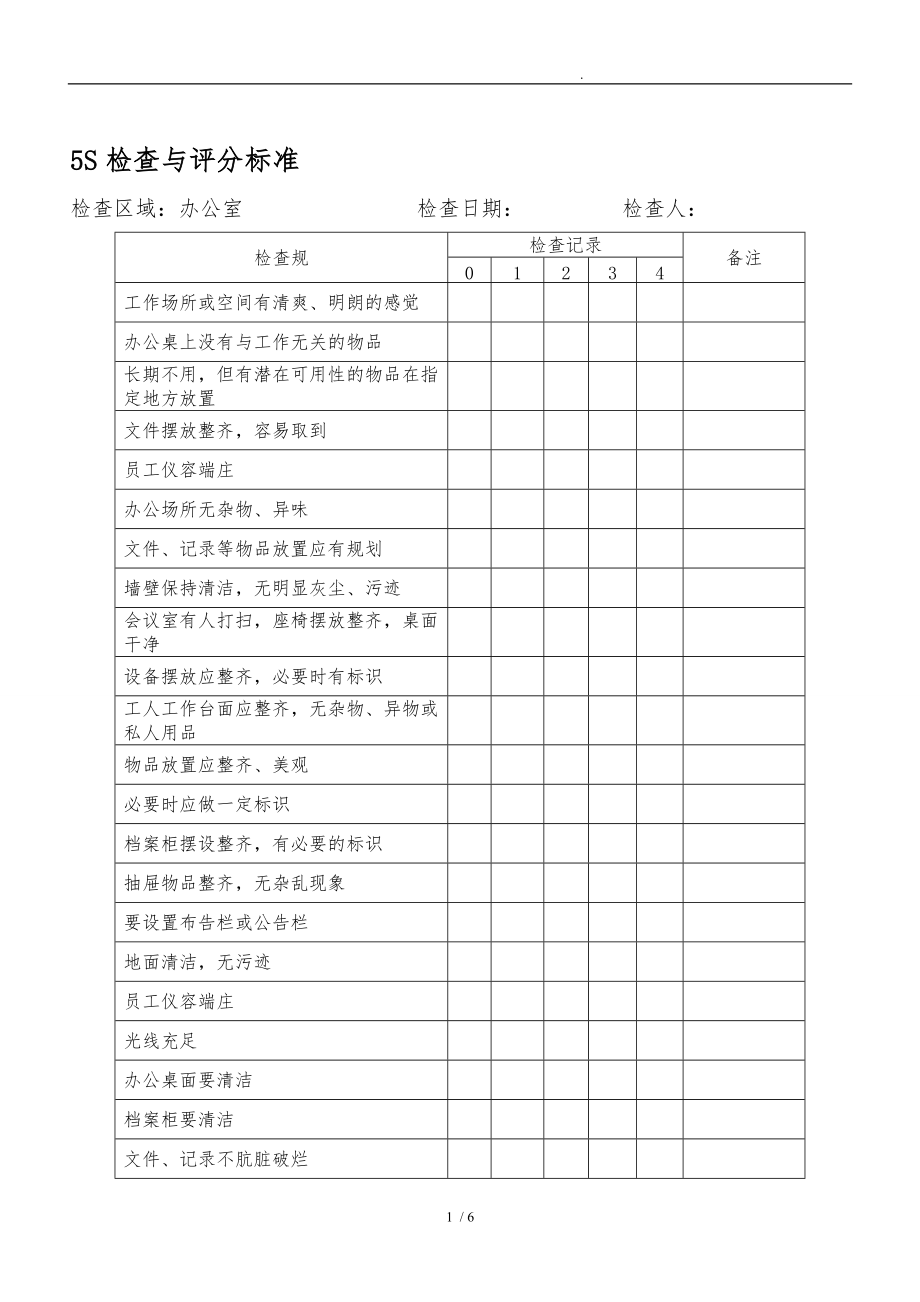 5S管理检查与评分标准规范标准.doc_第1页