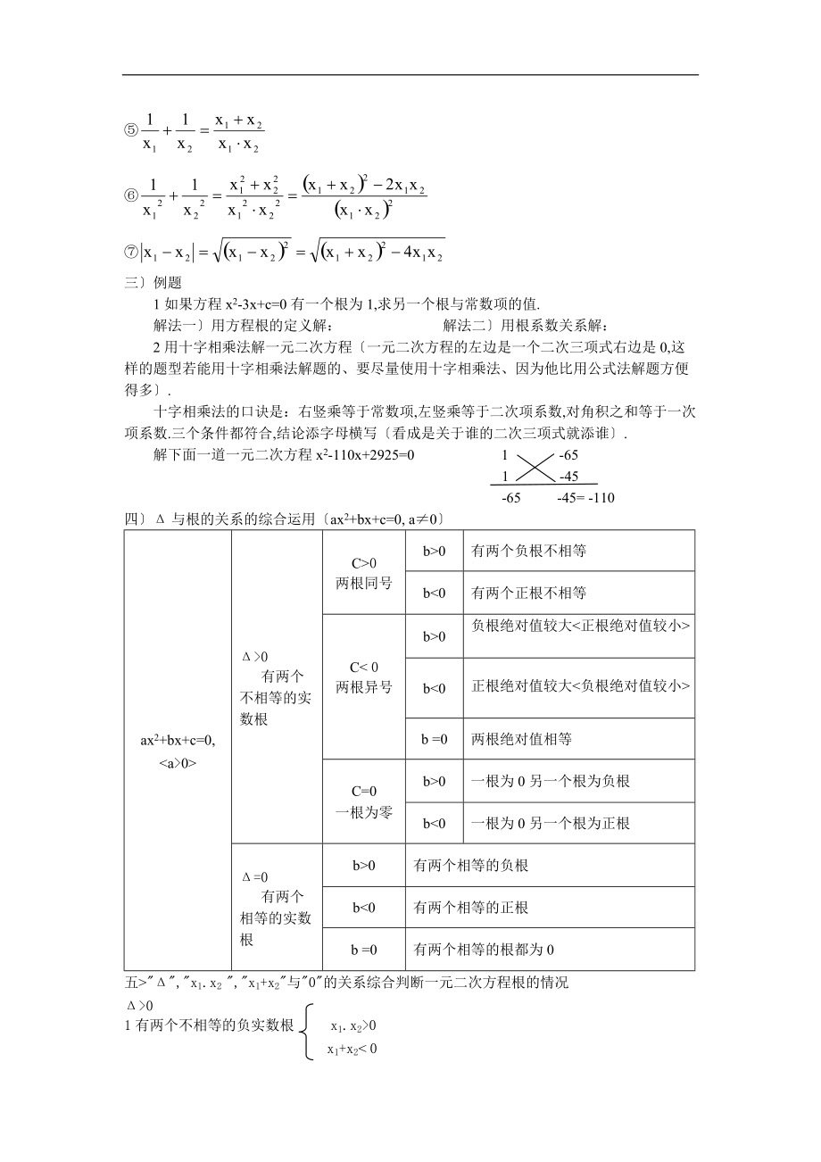 一元二次方程复知识点和题包括答案.doc_第2页