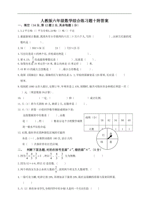 人教版六级数学综合练习题十附答案.doc