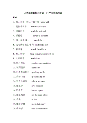 人教版新目标九级1-14单元精选短语.doc