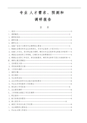 电脑广告专业人才需求岗位分析报告模版.doc