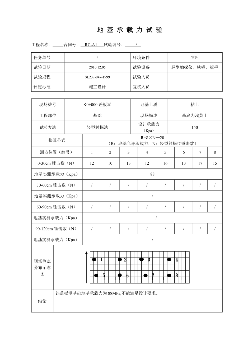 地基承载力试验记录文稿表.doc_第1页