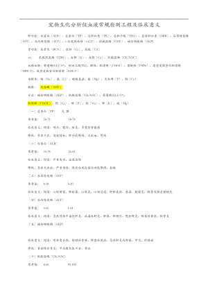 宠物生化分析仪血液常规检测项目及临床意义概要.doc