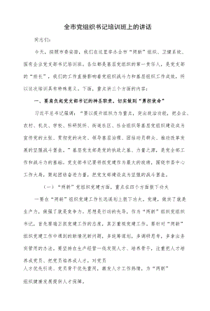 在2022全市党组织书记培训班上的讲话（仅供学习）.docx