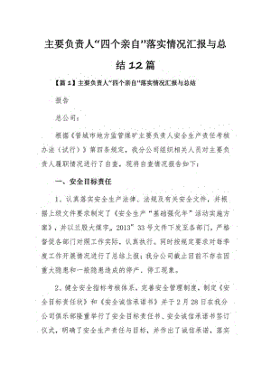 主要负责人“四个亲自”落实情况汇报与总结12篇.pdf