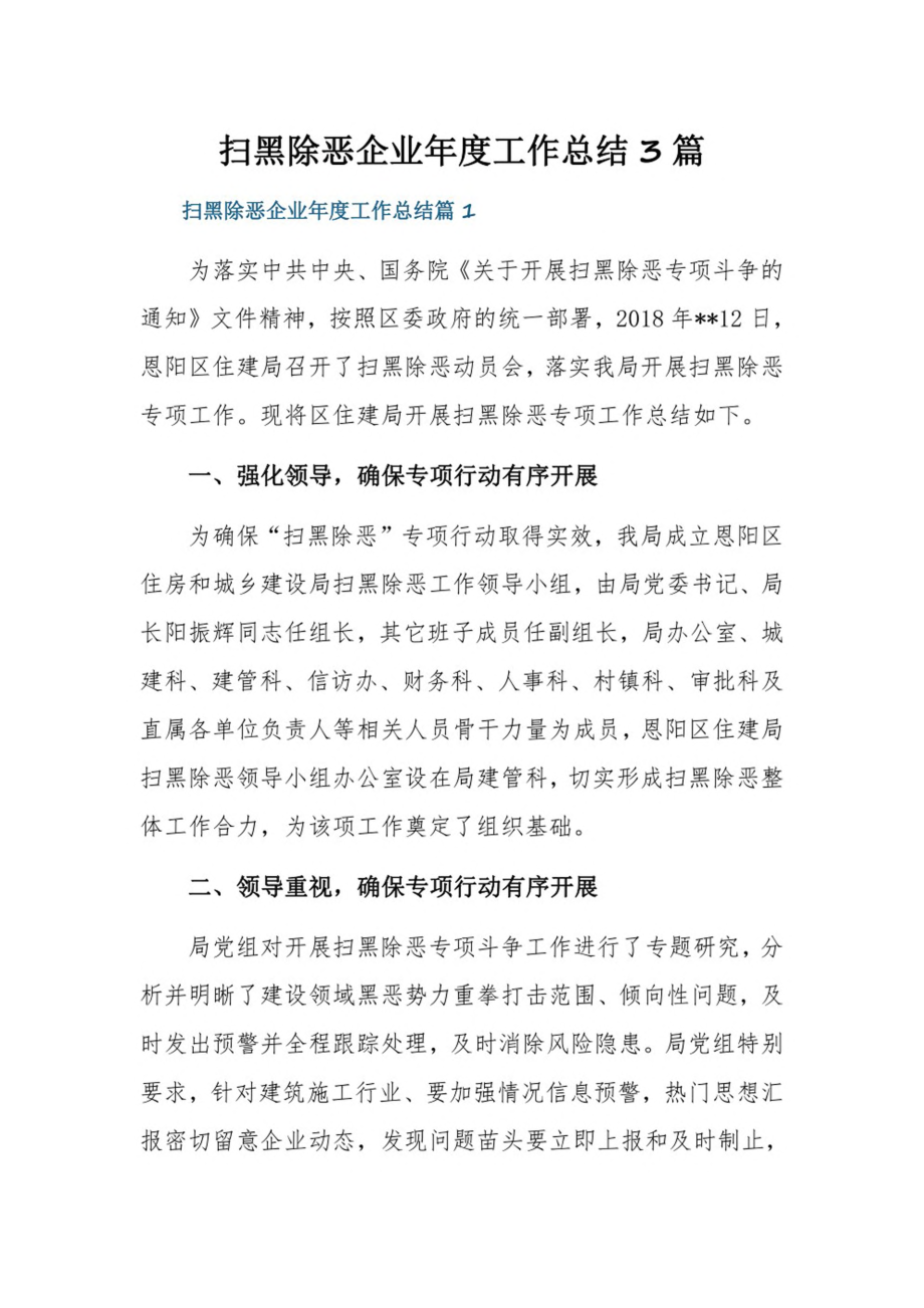 扫黑除恶企业年度工作总结3篇.pdf_第1页