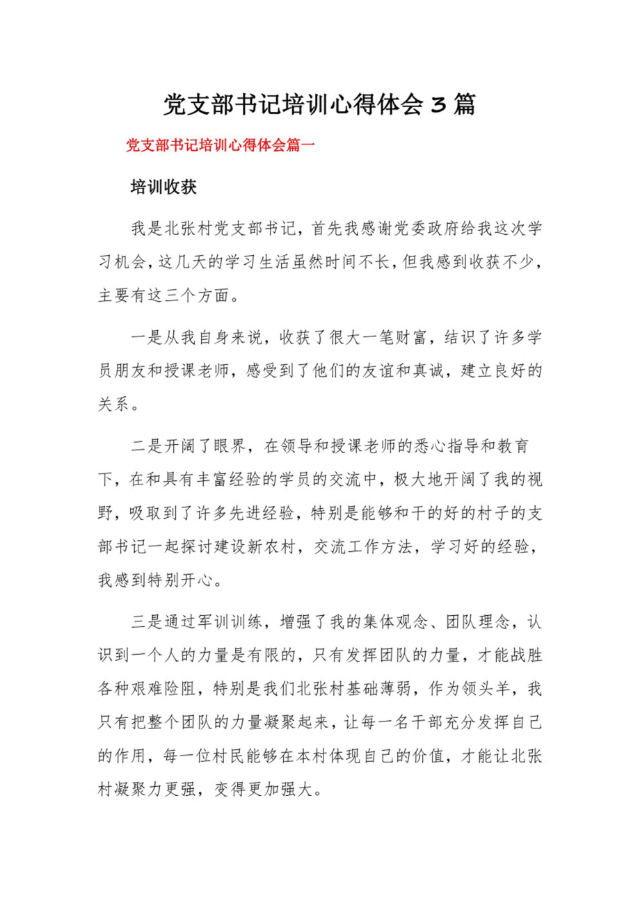 党支部书记培训心得体会3篇.pdf_第1页