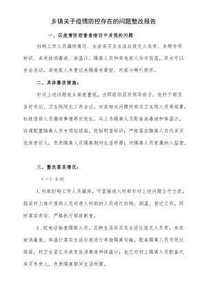 乡镇关于疫情防控存在的问题整改报告.docx