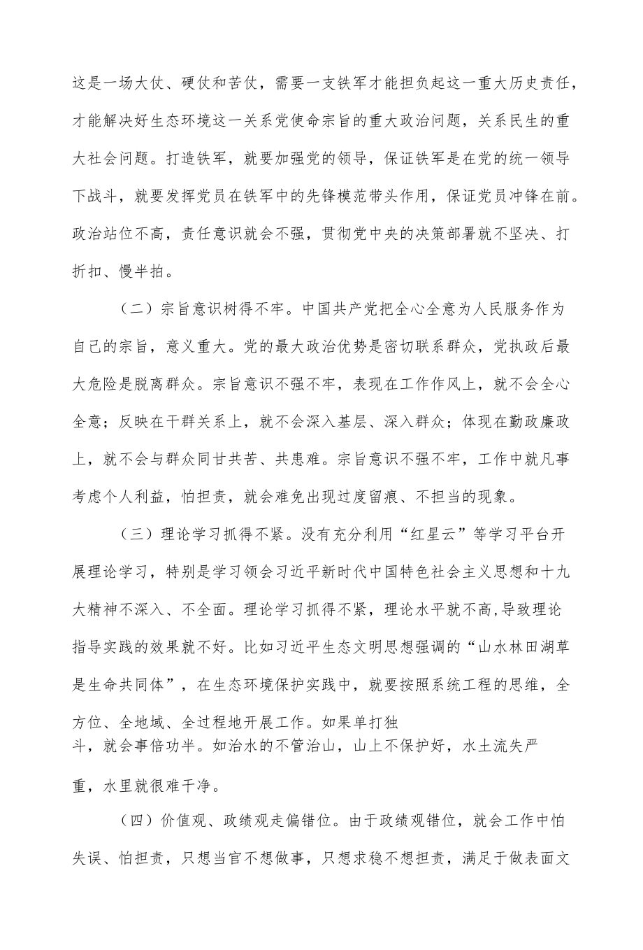 生态环境局党组班子成员巡视整改专题民主生活会发言提纲.docx_第3页