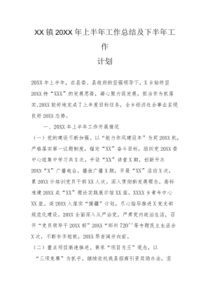 XX镇2022上半工作总结及下半工作计划.docx