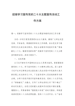 迎接学习宣传党的二十大主题宣传活动工作方案.docx