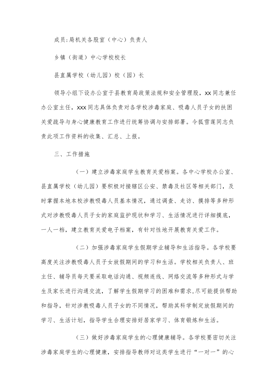 xx县教育系统吸毒人员家庭子女平安关爱工作方案.docx_第2页