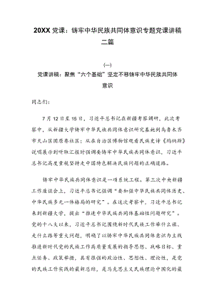 2022党课：铸牢中华民族共同体意识专题党课讲稿三篇.docx