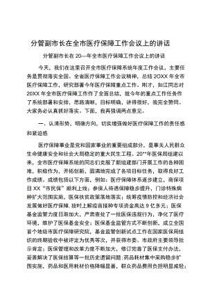 分管副市长在全市医疗保障工作会议上的讲话.docx