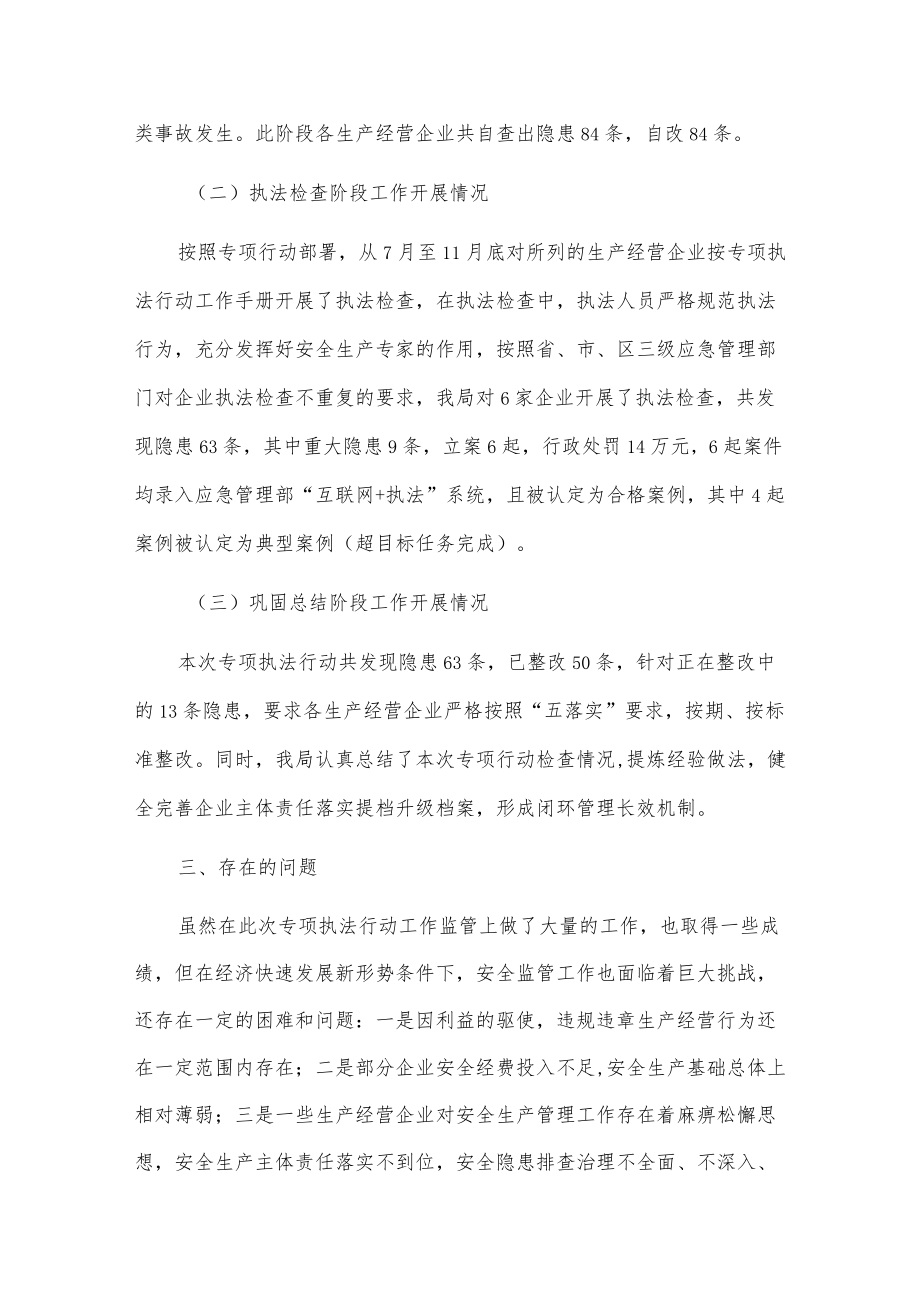 安全生产专项执法行动情况汇报2篇.docx_第2页