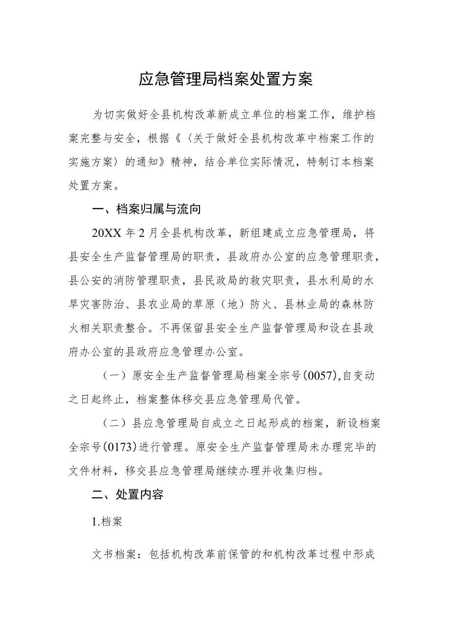 应急管理局档案处置方案.docx_第1页