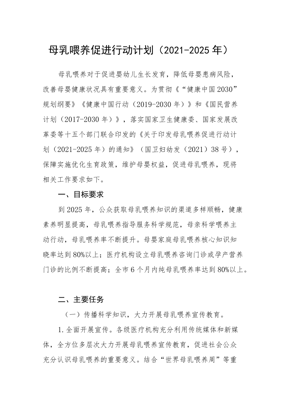 母乳喂养促进行动计划.docx_第1页