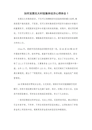 如何发展壮大村级集体经济心得体会2篇.docx